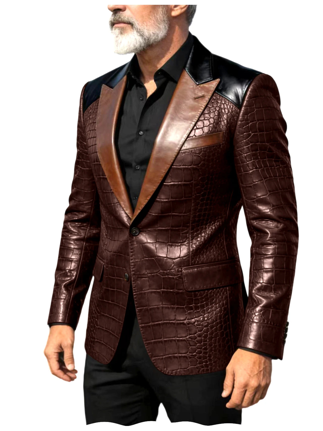Coccodrillo Croc-Embossed Peak-Lapel Blazer
