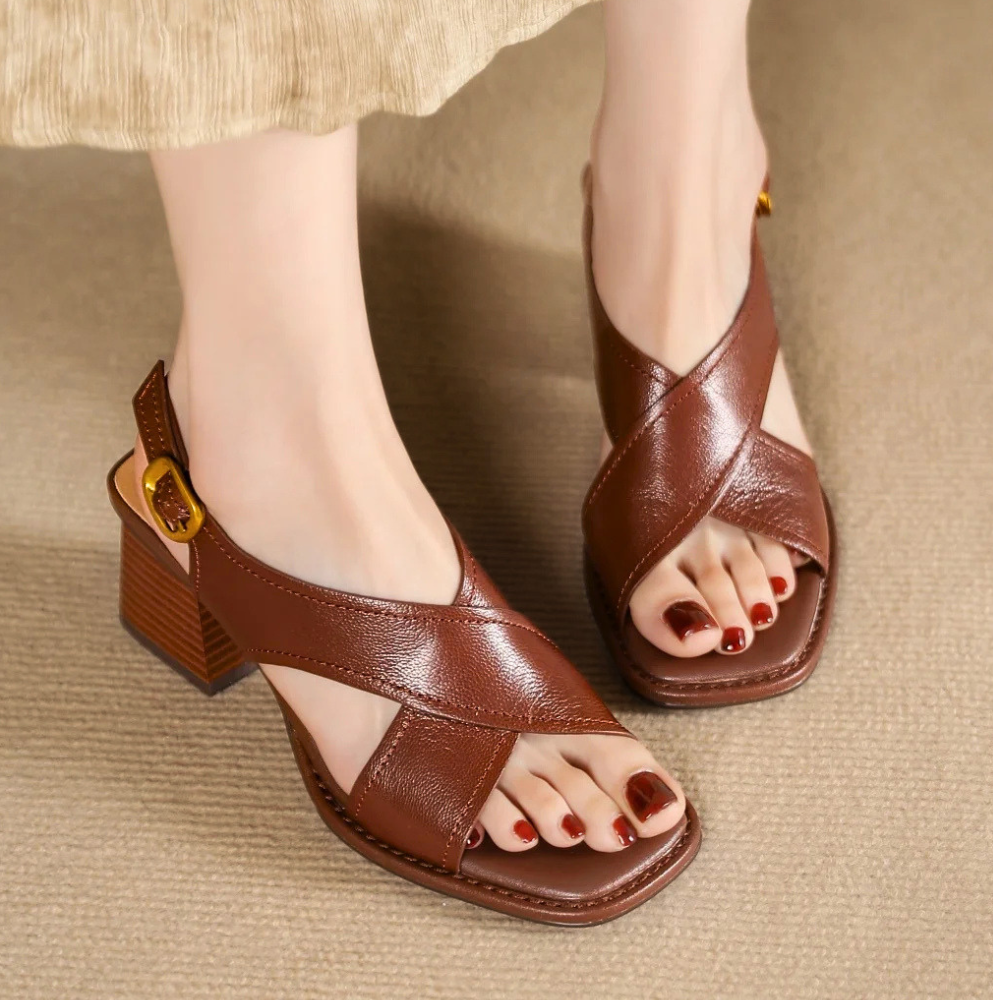 Vittoria Leather Cross Heels