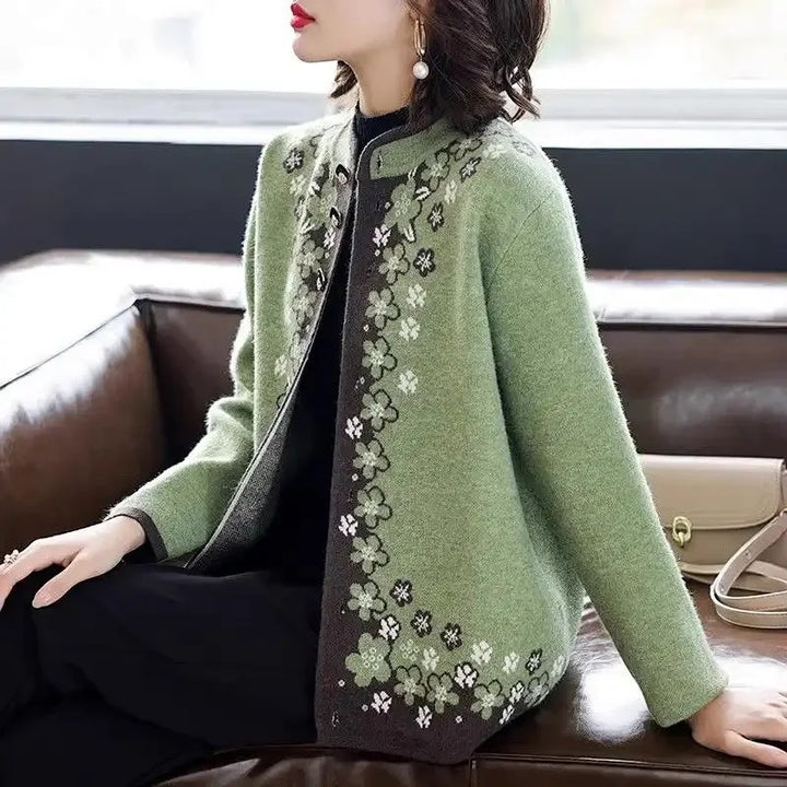 Plumfrost Jacquard Knit Cardigan