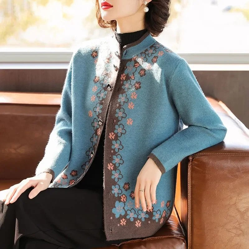 Plumfrost Jacquard Knit Cardigan