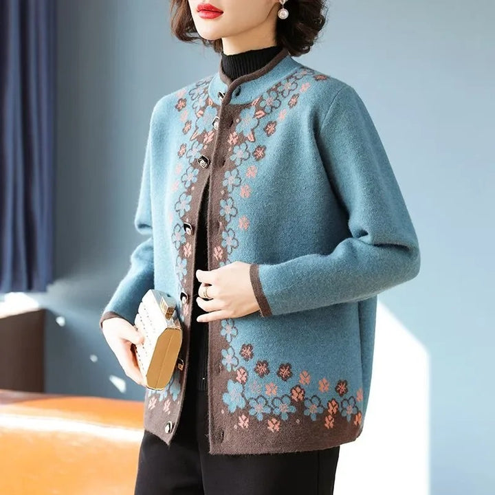 Plumfrost Jacquard Knit Cardigan