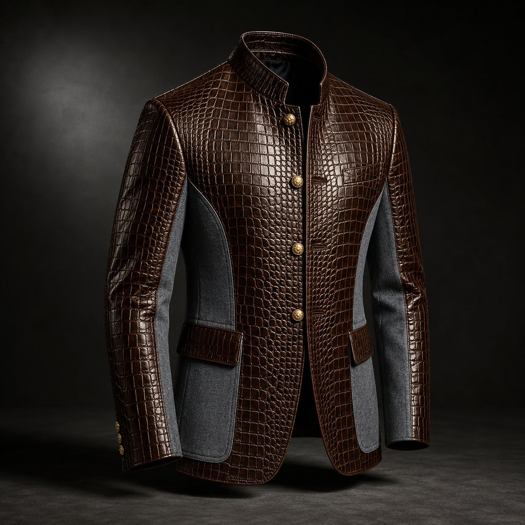 Alligatore Croc-Embossed Patchwork Blazer — ce_metastatic_01