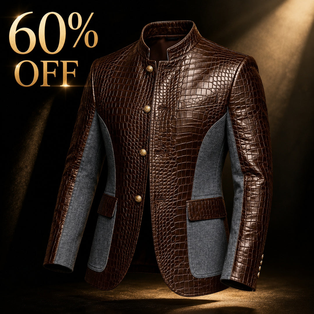 Alligatore Croc-Embossed Patchwork Blazer — ce_metastatic_03