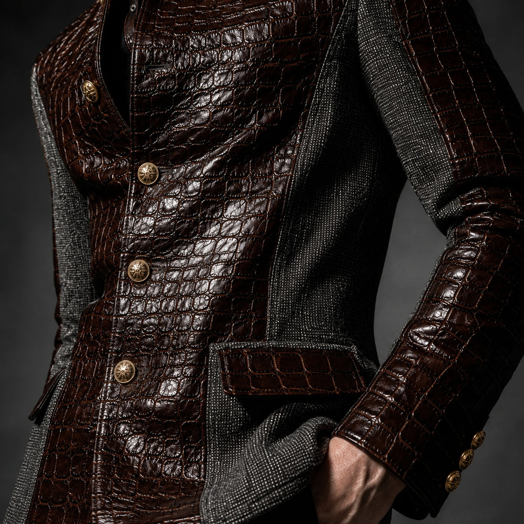 Alligatore Croc-Embossed Patchwork Blazer — ce_studio_01