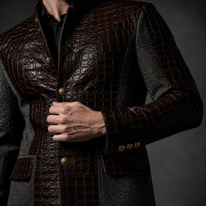 Alligatore Croc-Embossed Patchwork Blazer — ce_studio_01
