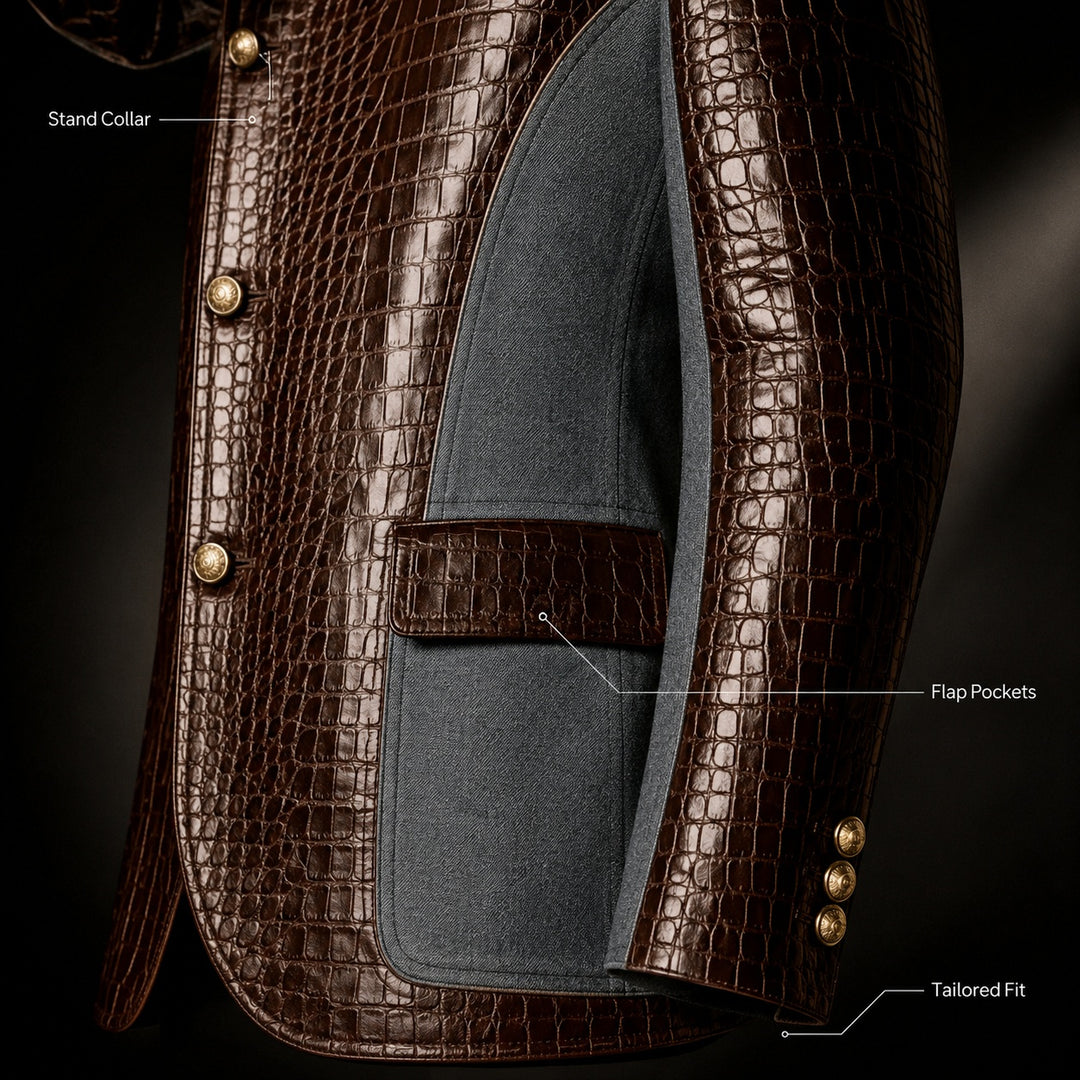 Alligatore Croc-Embossed Patchwork Blazer — ce_metastatic_05