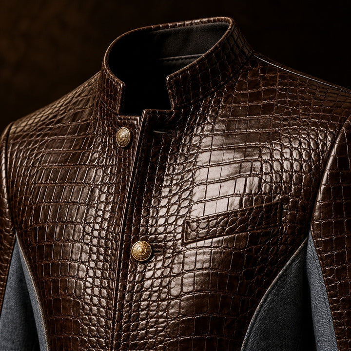 Alligatore Croc-Embossed Patchwork Blazer — ce_metastatic_06