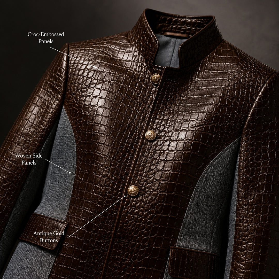 Alligatore Croc-Embossed Patchwork Blazer — ce_metastatic_07