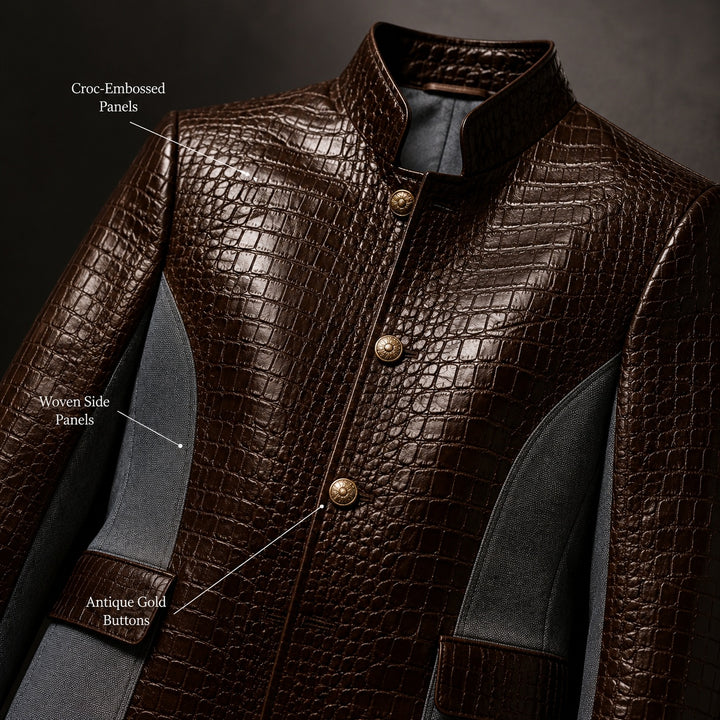 Alligatore Croc-Embossed Patchwork Blazer — ce_metastatic_07
