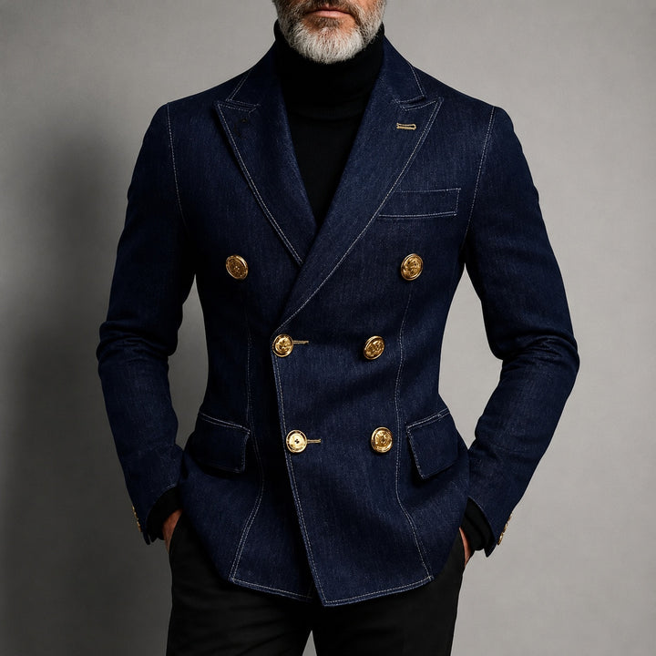 Ammiraglio Double-Breasted Denim Blazer — ce_pivot_front_08