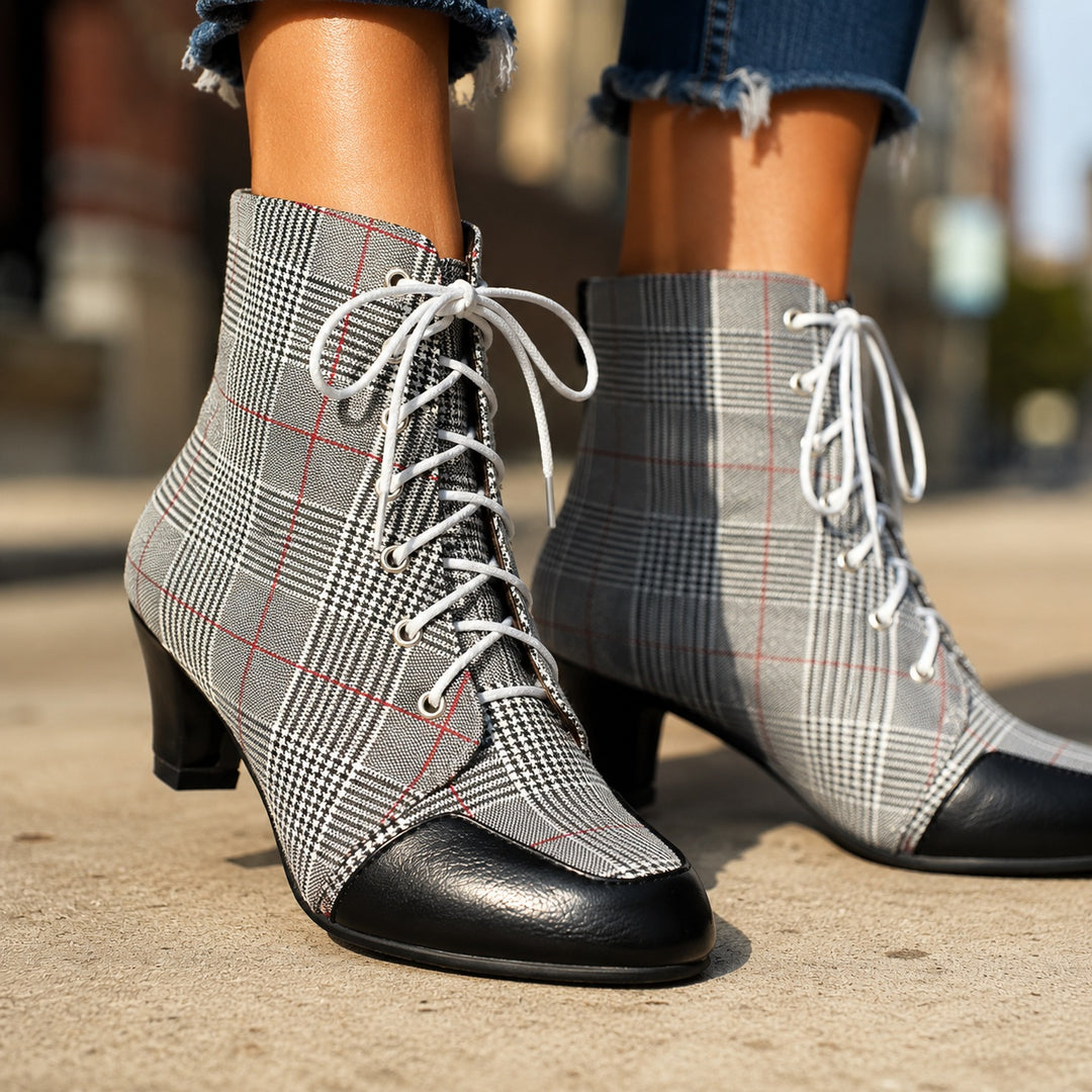 Ascot Plaid Lace-Up Booties — ce_brooklyn_s1_01