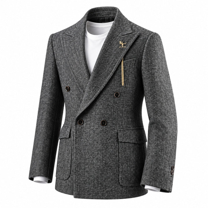 Ashcroft Herringbone Double-Breasted Blazer — ce_wb_01