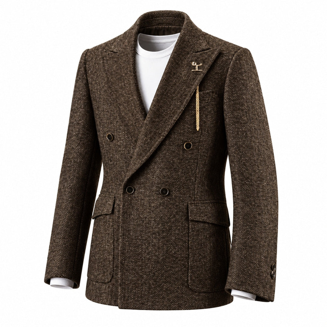 Ashcroft Herringbone Double-Breasted Blazer — ce_wb_01