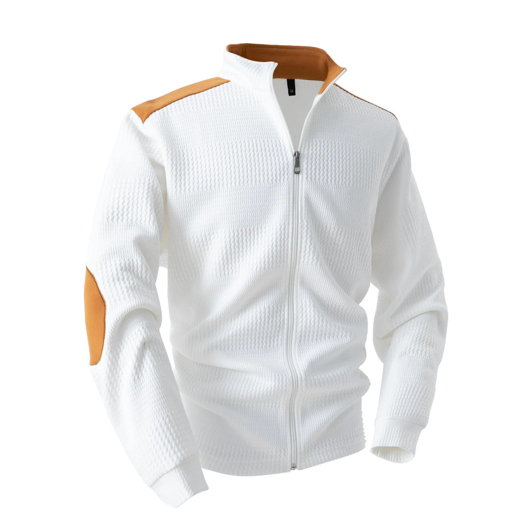 Elbow-Patch Zip Cardigan