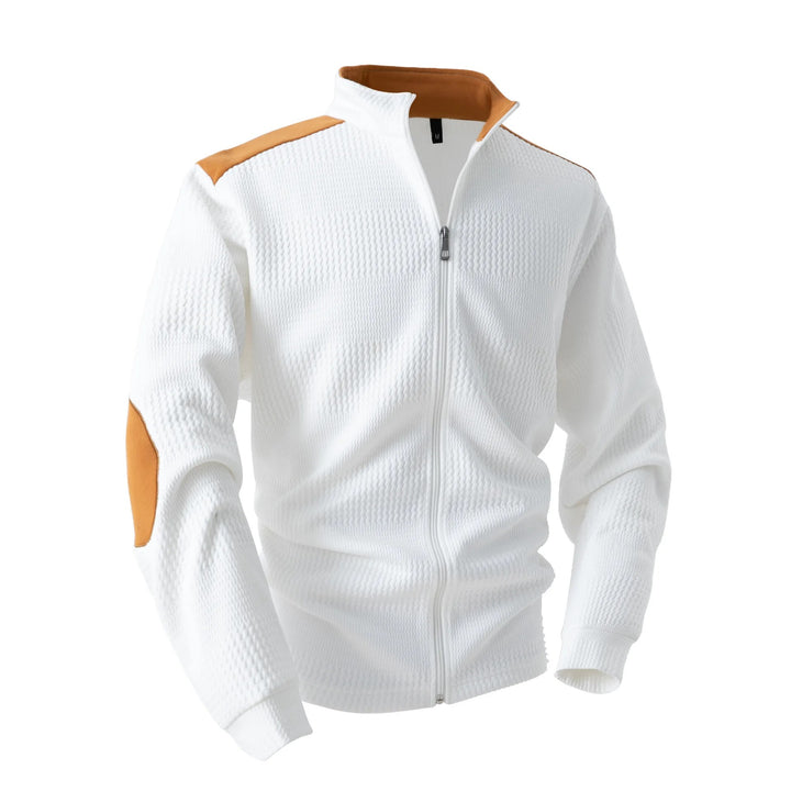 Elbow-Patch Zip Cardigan