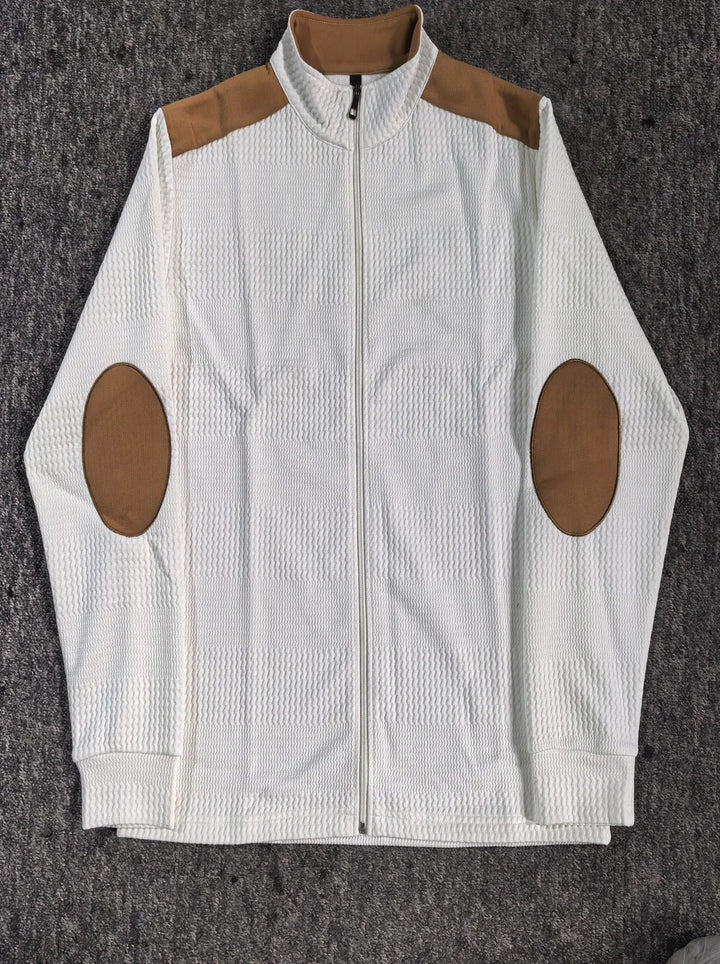 Elbow-Patch Zip Cardigan