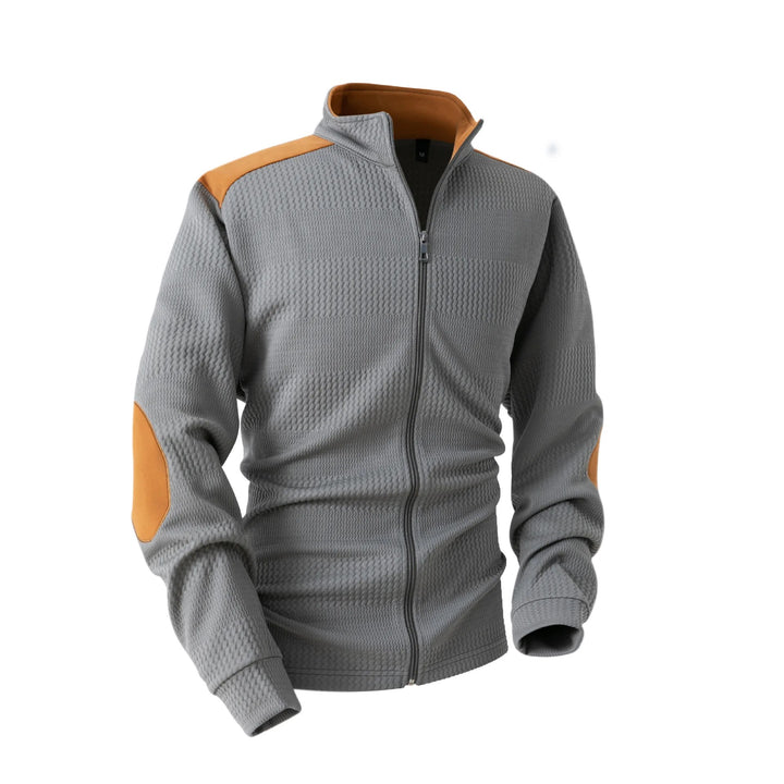 Elbow-Patch Zip Cardigan