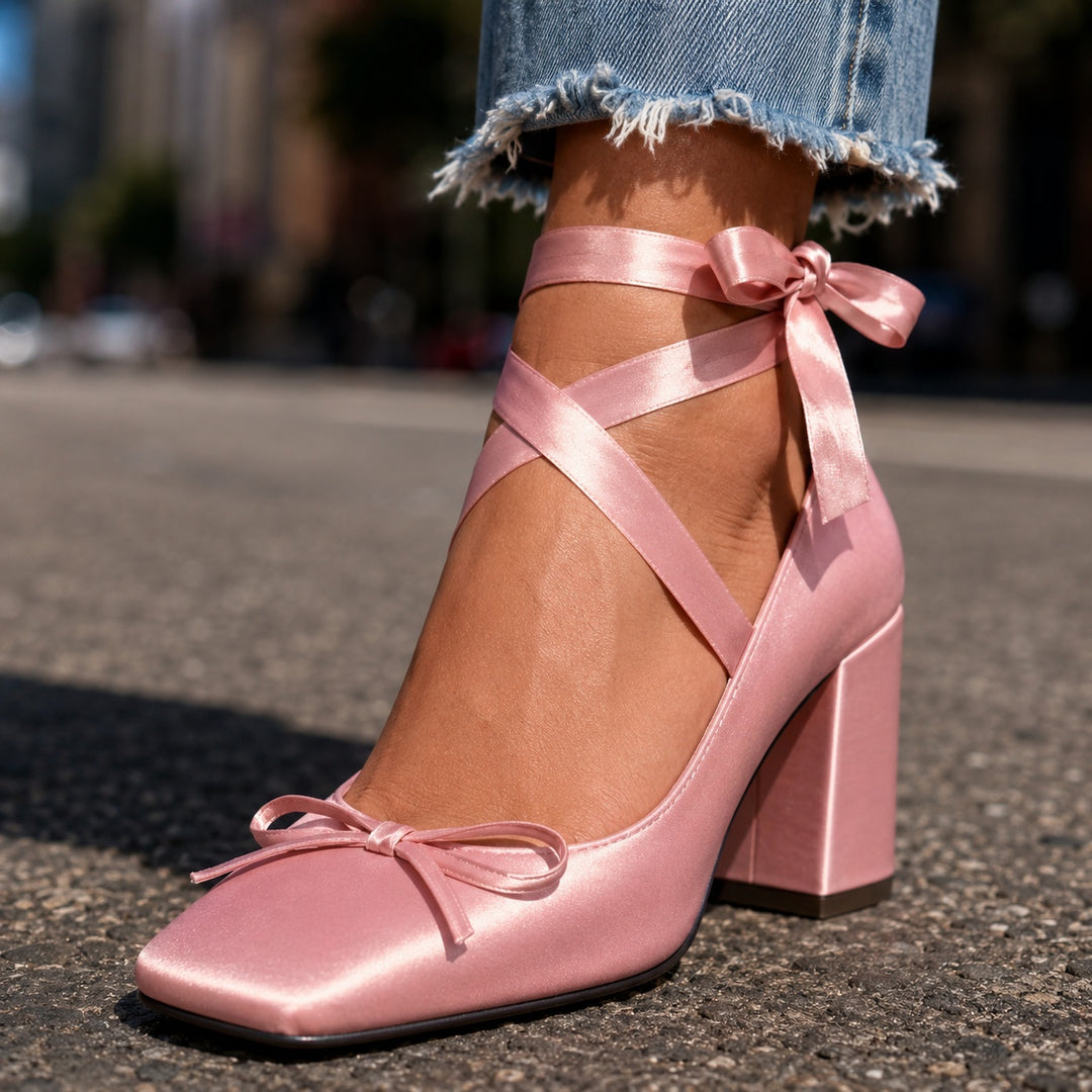 Ballerina Ribbon Satin Pumps — ce_brooklyn_s2_01