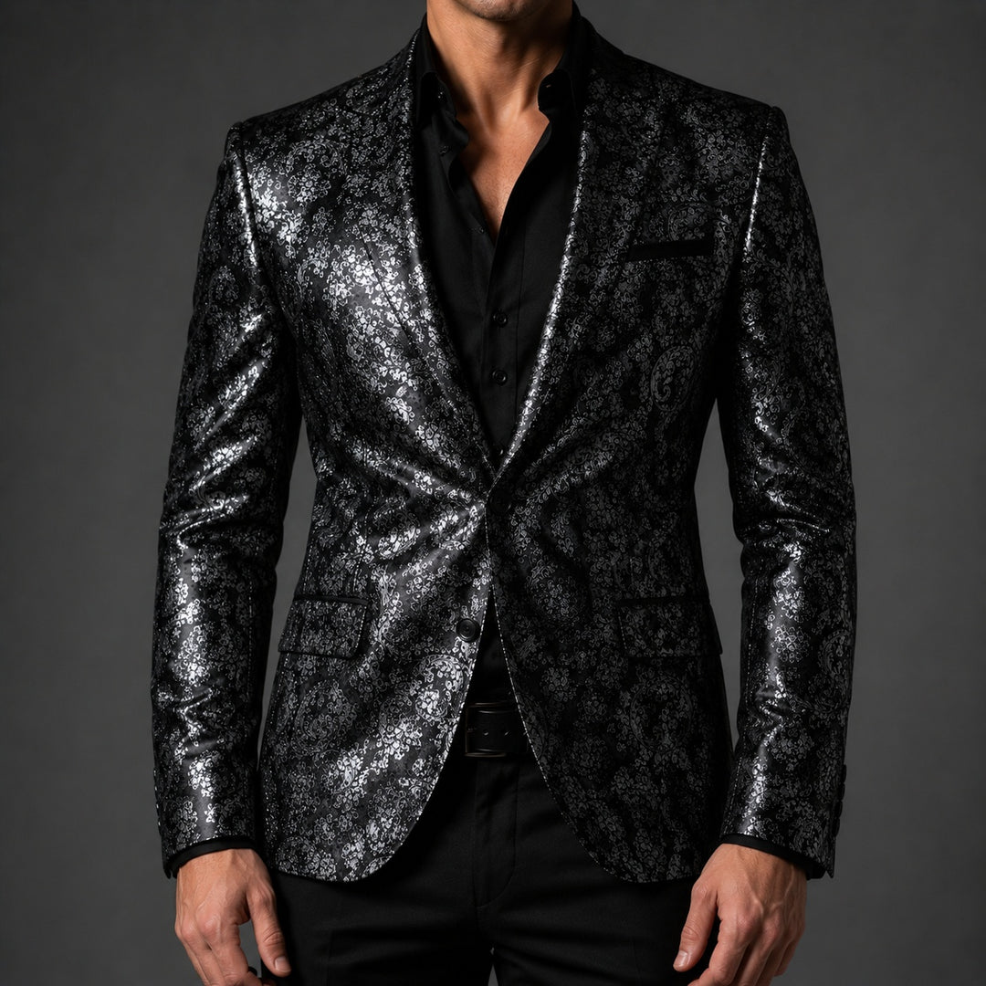 Barocco Foil-Print Party Blazer — ce_pivot_front_01