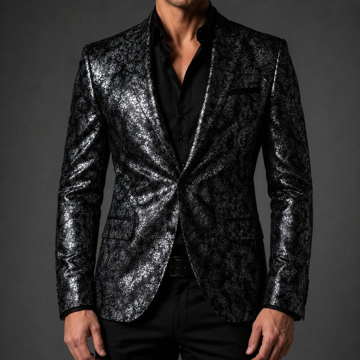 Barocco Foil-Print Party Blazer — ce_pivot_front_01