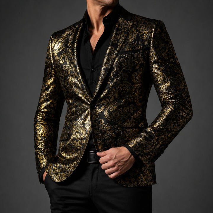 Barocco Foil-Print Party Blazer — ce_studio_01
