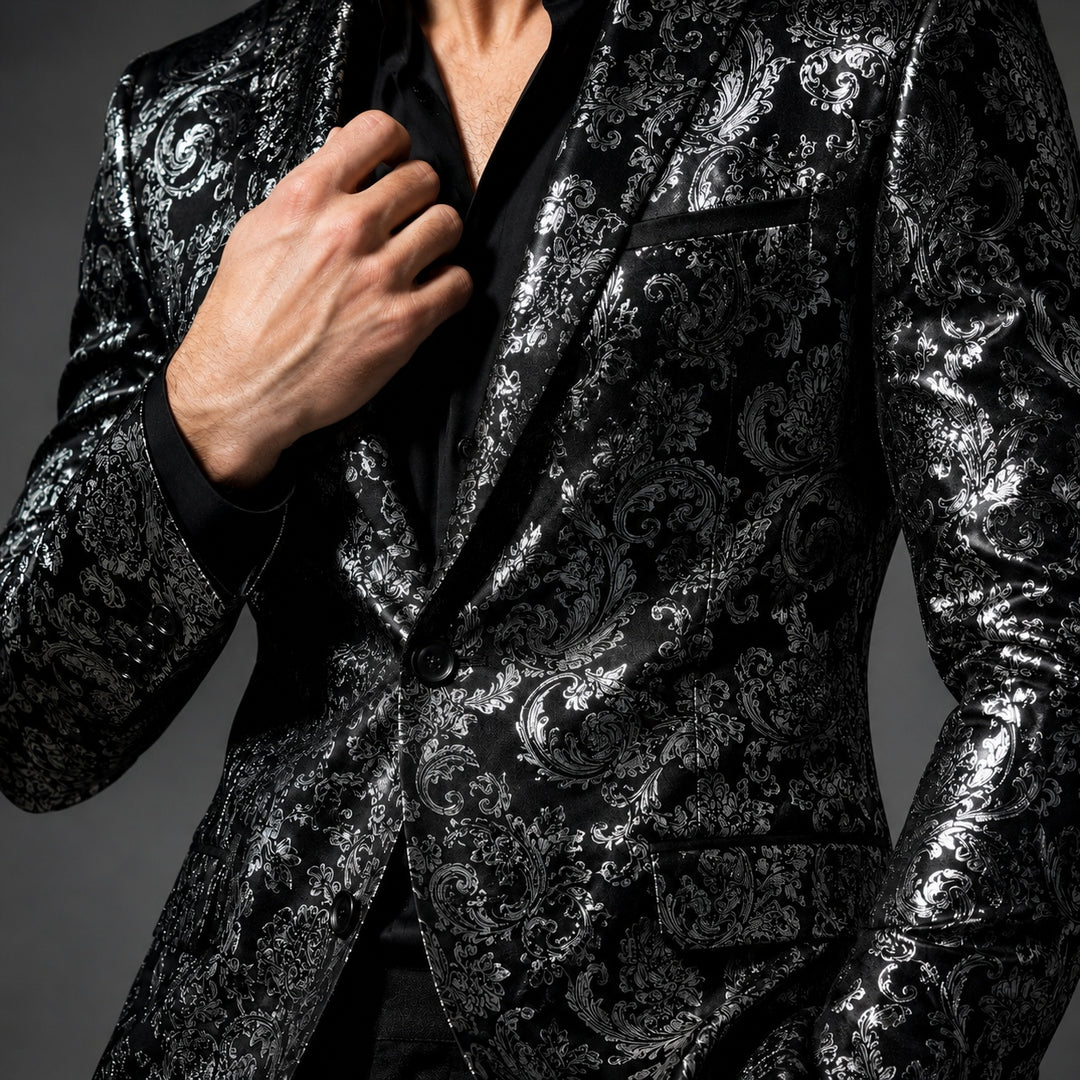 Barocco Foil-Print Party Blazer — ce_studio_01