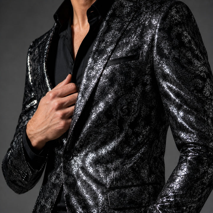 Barocco Foil-Print Party Blazer — ce_studio_01