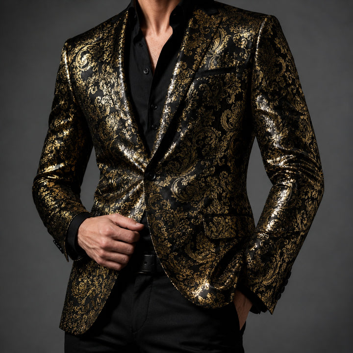 Barocco Foil-Print Party Blazer — ce_studio_01