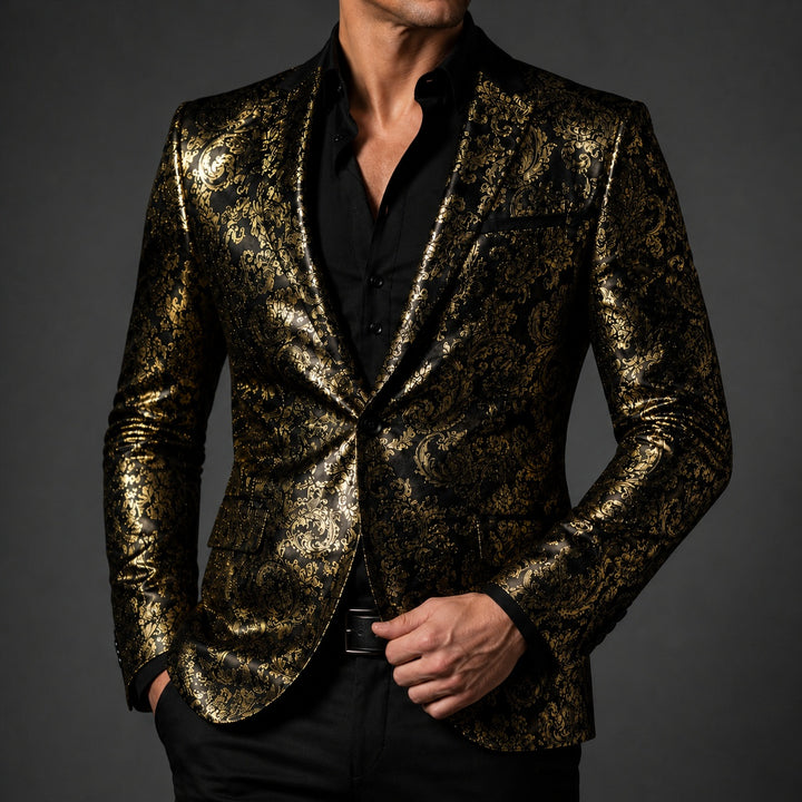 Barocco Foil-Print Party Blazer — ce_pivot_front_02