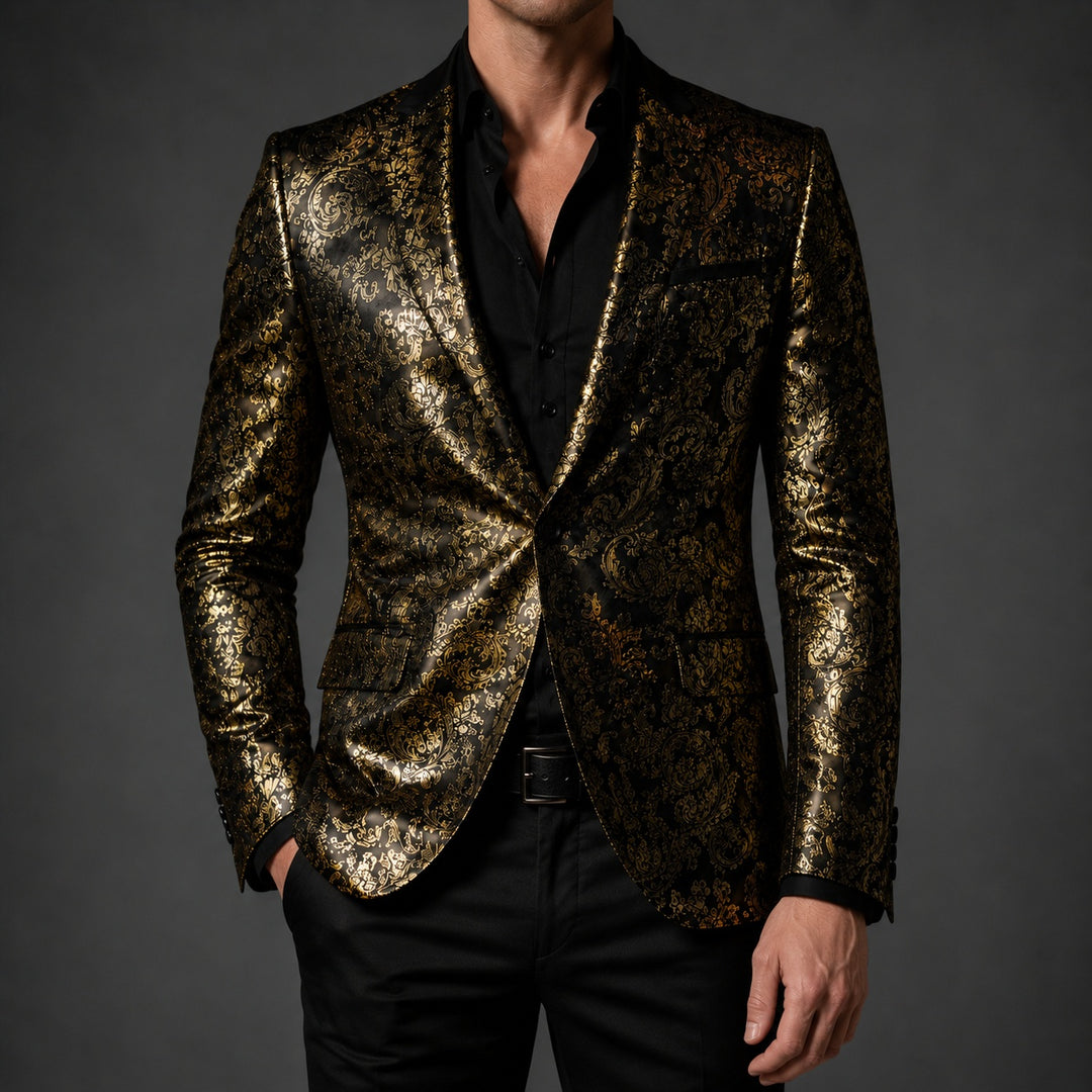 Barocco Foil-Print Party Blazer — ce_pivot_front_03