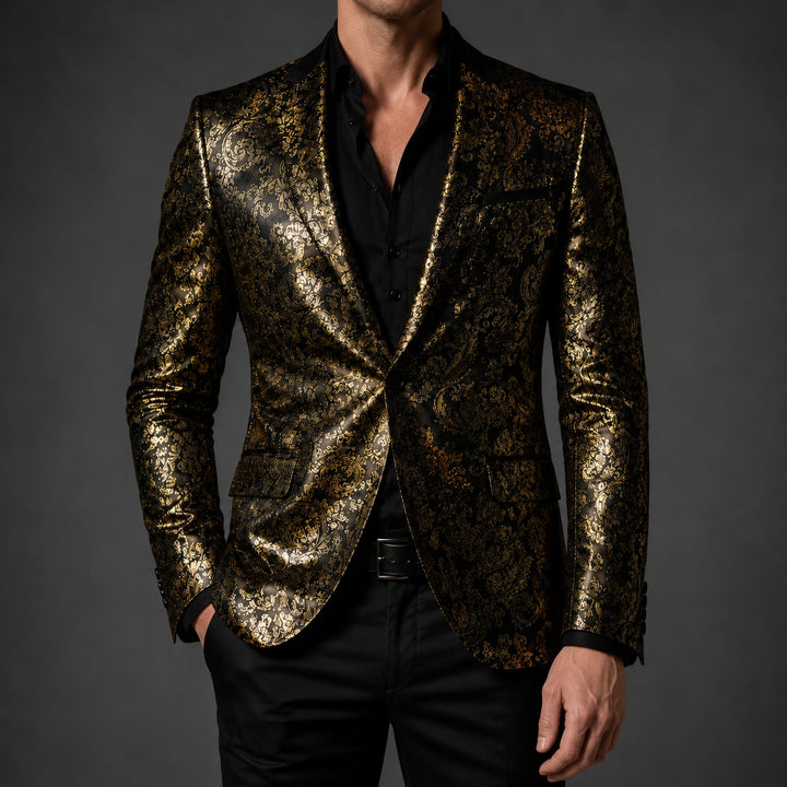 Barocco Foil-Print Party Blazer — ce_pivot_front_03
