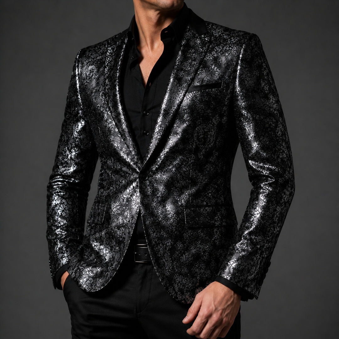 Barocco Foil-Print Party Blazer — ce_pivot_front_04