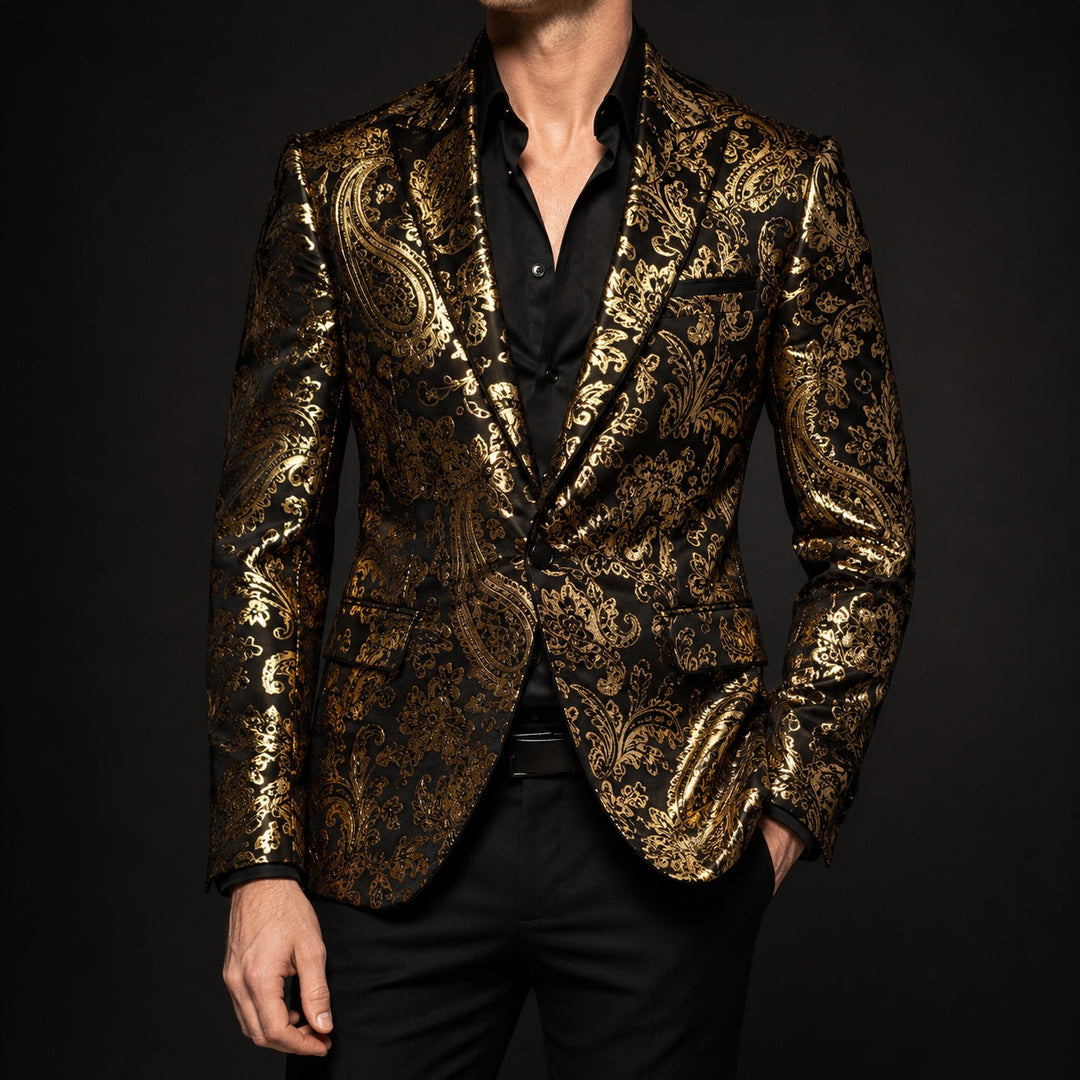 Barocco Foil-Print Party Blazer — ce_studio_01