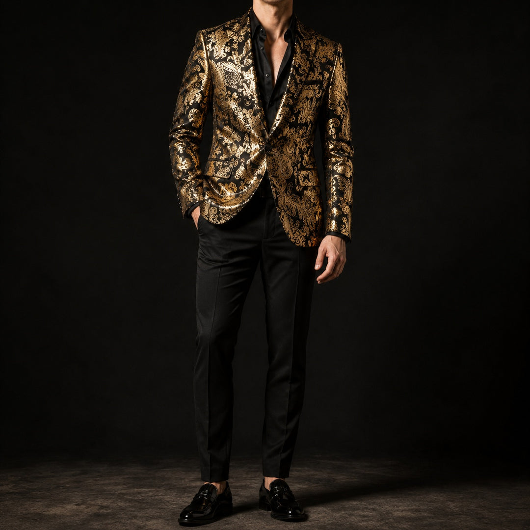Barocco Foil-Print Party Blazer — ce_studio_01