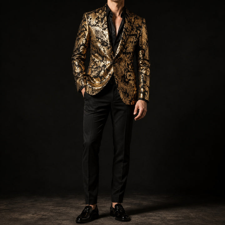 Barocco Foil-Print Party Blazer — ce_studio_01