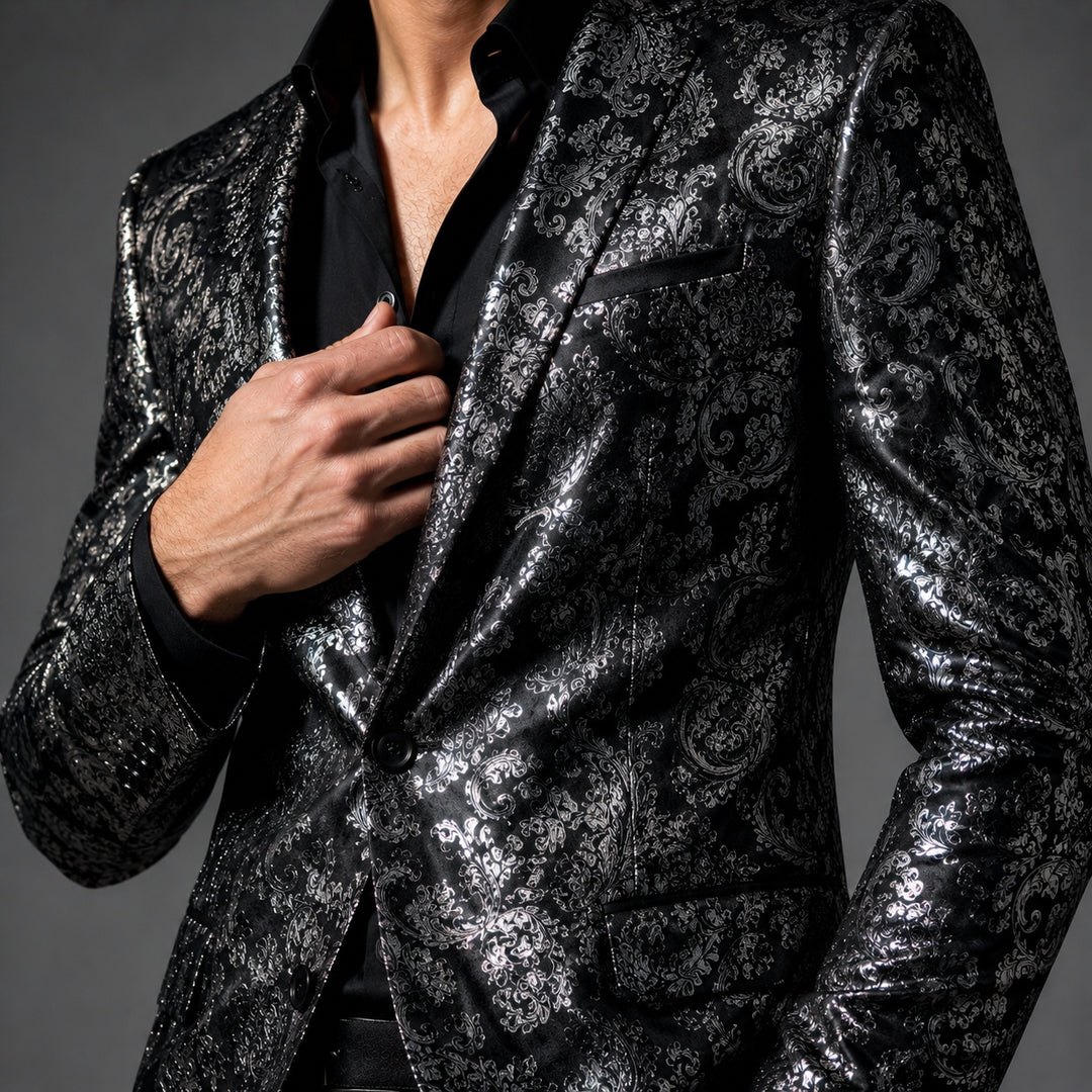 Barocco Foil-Print Party Blazer — ce_studio_01