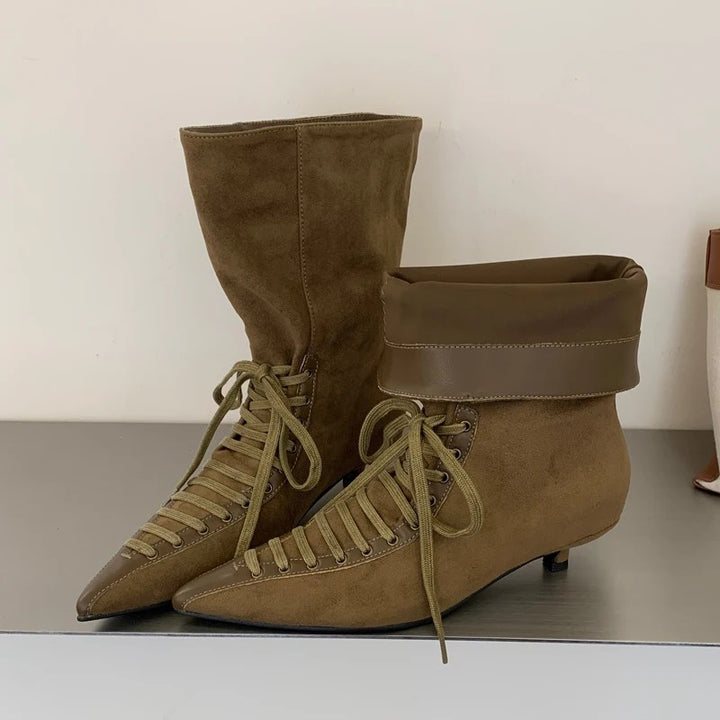 Cavaliera Lace-Up Pointed Ankle Boots