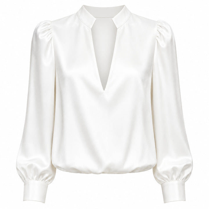 Belvedere Satin V-Neck Blouse — ce_wb_01