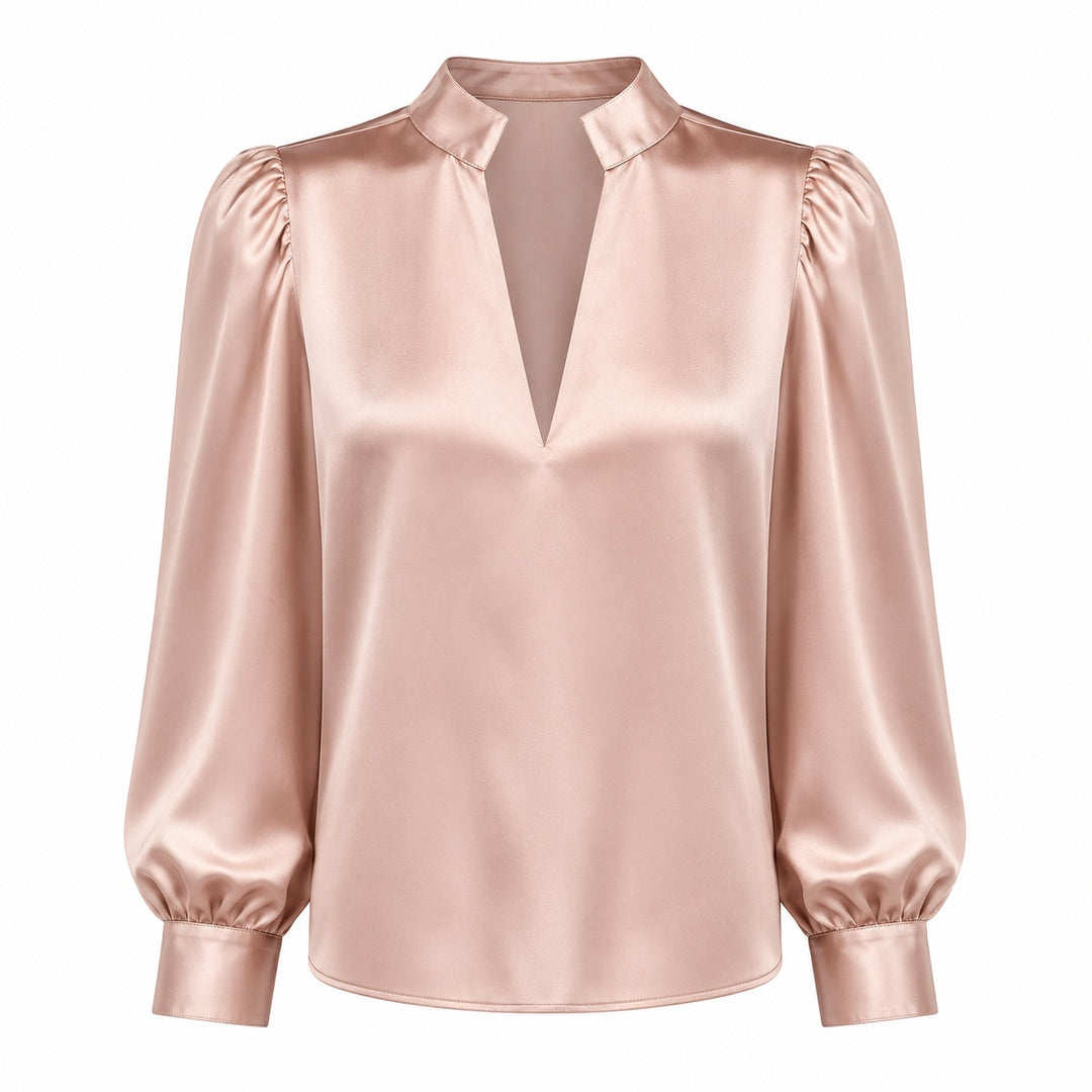 Belvedere Satin V-Neck Blouse — ce_wb_01