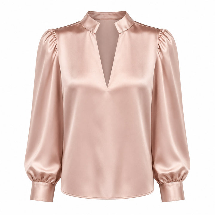 Belvedere Satin V-Neck Blouse — ce_wb_01
