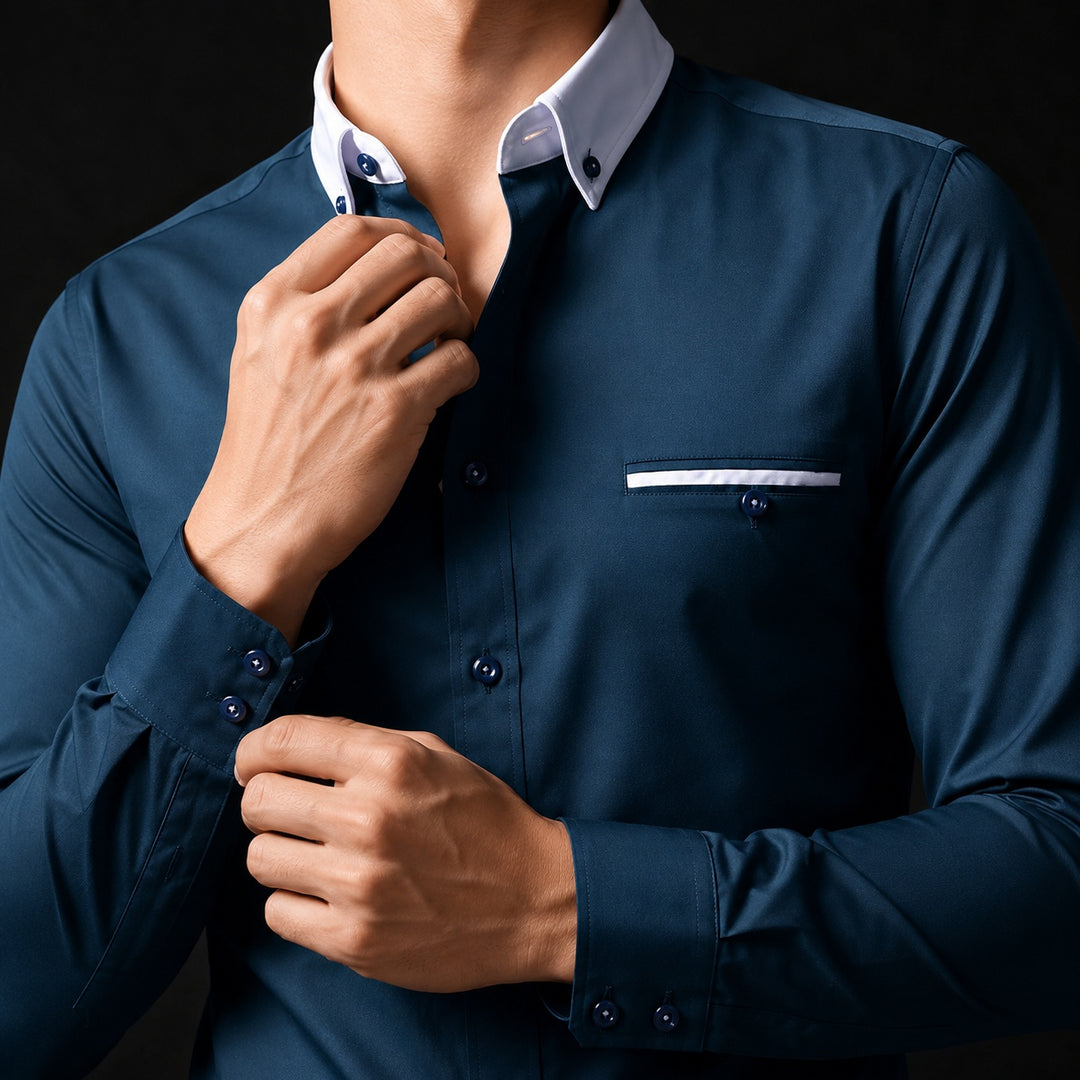 Bordino Contrast-Collar Dress Shirt — ce_studio_01