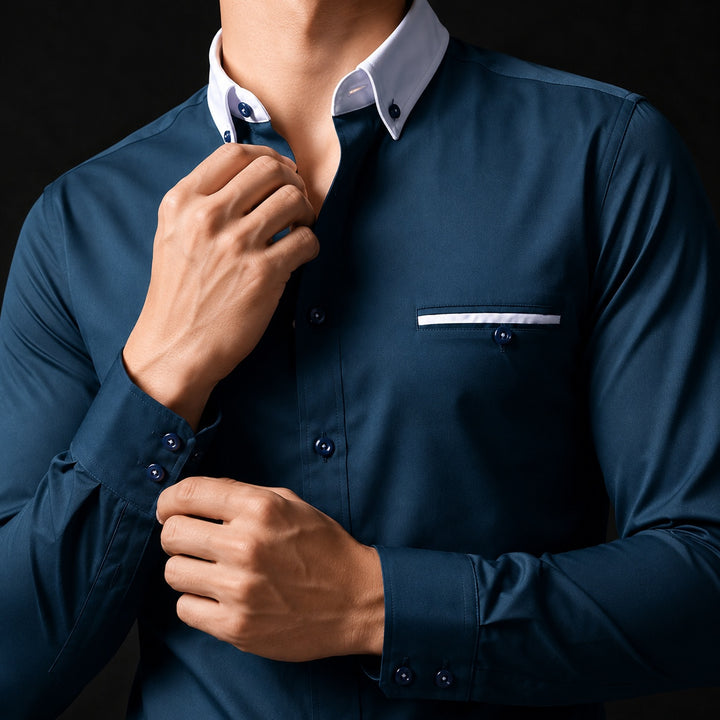 Bordino Contrast-Collar Dress Shirt — ce_studio_01