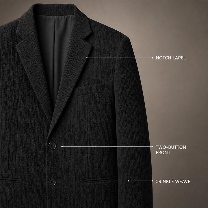 Crinkle Textured Casual Suit Set — 05_lapel_button_detail_stack