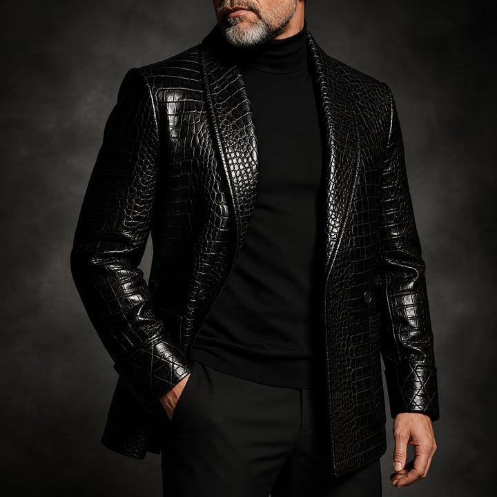 Caimano Croc-Embossed Leather Blazer — ce_metastatic_01