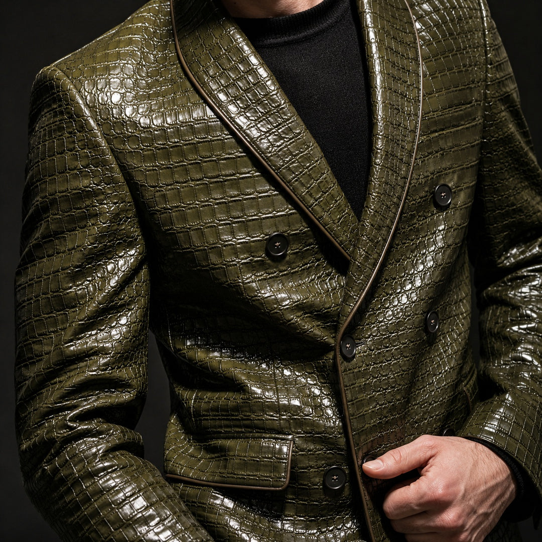 Caimano Croc-Embossed Leather Blazer — ce_studio_01