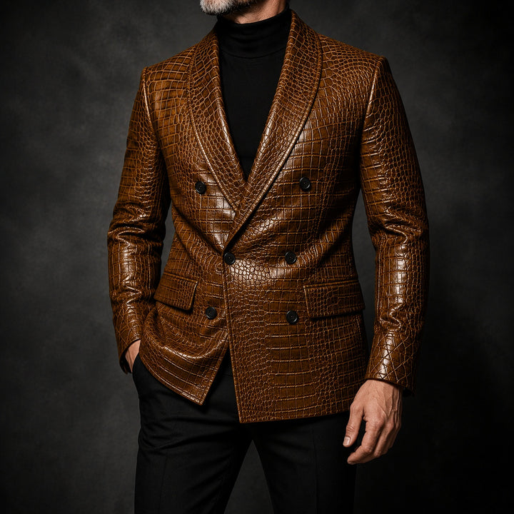 Caimano Croc-Embossed Leather Blazer — ce_studio_01