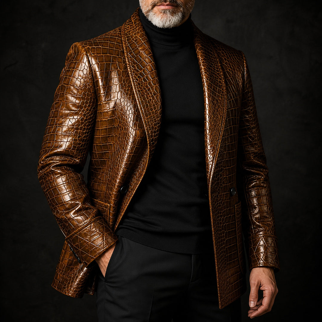 Caimano Croc-Embossed Leather Blazer — ce_metastatic_06