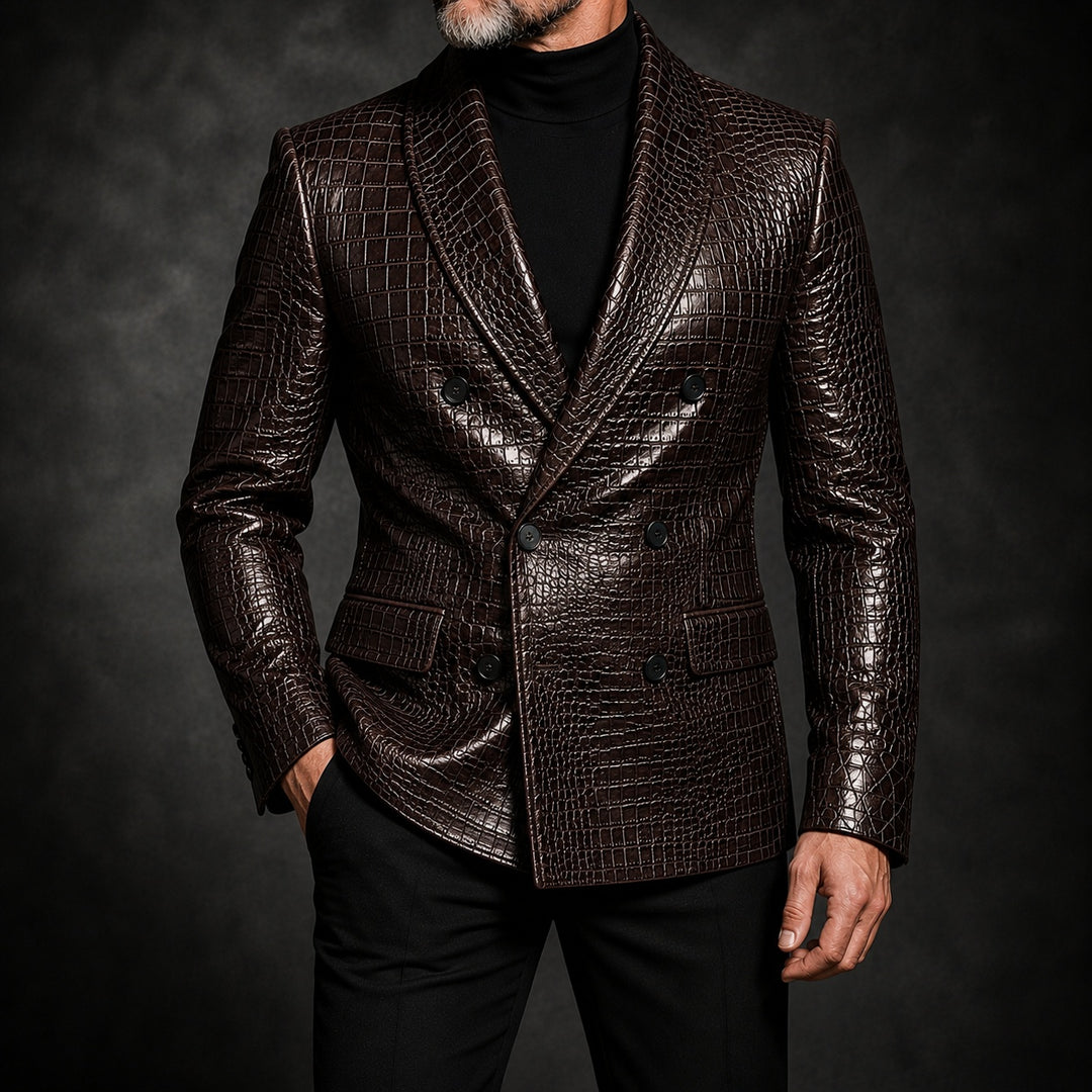Caimano Croc-Embossed Leather Blazer — ce_studio_01