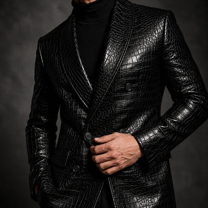 Caimano Croc-Embossed Leather Blazer — ce_studio_01