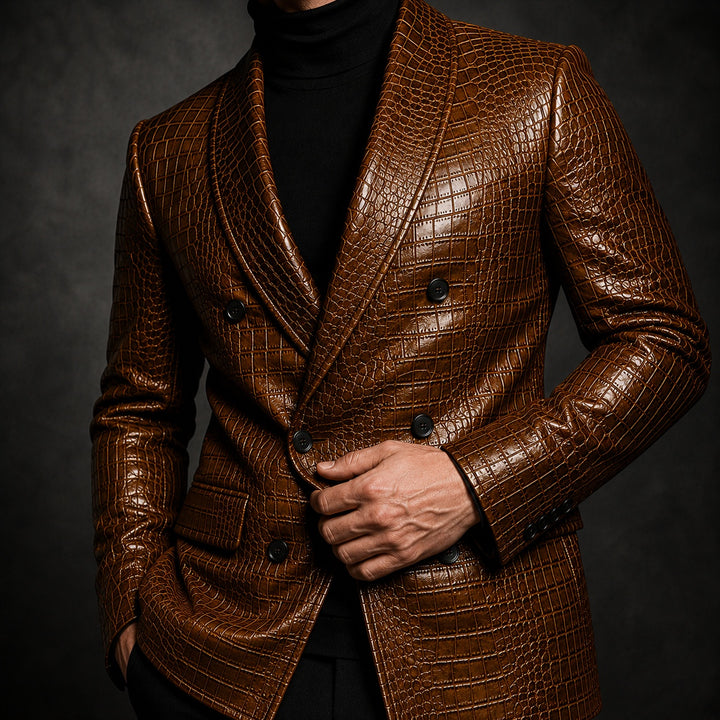 Caimano Croc-Embossed Leather Blazer — ce_studio_01